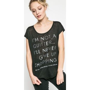 Only Play - Top. Szare t-shirty marki Only Play, z nadrukiem, z dzianiny, z okrągłym kołnierzem, z krótkim rękawem. W wyprzedaży za 29,90 zł.