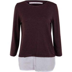Koszulka turystyczna damska Tom Tailor Striped 2in1 Style. Brązowe koszulki sportowe Tom Tailor, bez wzorów, z bawełny, bez ramiączek. W wyprzedaży za 75,00 zł.