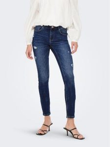 ONLY Jeansy 15259128 Granatowy Skinny Fit. Niebieskie jeansy ONLY, bez wzorów, z bawełny. Za 169,99 zł.