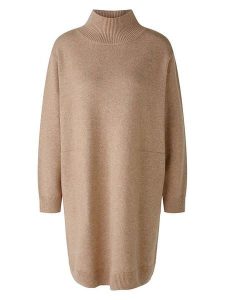 Oui Sukienka w kolorze beżowym rozmiar: 38. Brązowe sukienki Oui, bez wzorów, z wełny, bez kołnierzyka, bez ramiączek, midi. Za 217,99 zł.