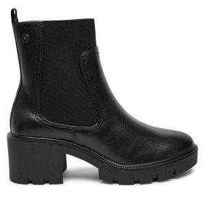 Botki Xti. Czarne botki Xti, bez wzorów, bez obcasa, na słupku, bez zapięcia. Za 319,99 zł.