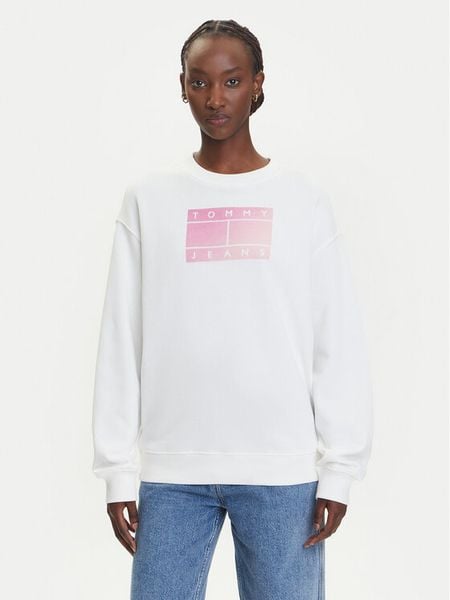 Tommy Jeans Bluza Gradient Flag DW0DW21396 Biały Relaxed Fit. Białe bluzy Tommy Jeans, l, bez wzorów, z bawełny, bez kaptura. Za 369,99 zł.