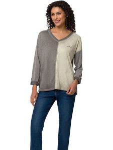 Heine Bluzka w kolorze szaro-beżowym rozmiar: 44. Szare bluzki Heine, bez wzorów, bez kołnierzyka, bez ramiączek. Za 78,99 zł.