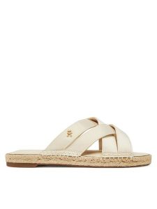 Tommy Hilfiger Espadryle Satin Espadrille Mule FW0FW08502 Beżowy. Brązowe espadryle TOMMY HILFIGER, bez wzorów, z materiału, bez obcasa. Za 239,99 zł.