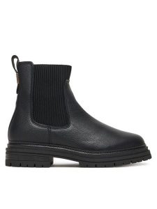 Tommy Hilfiger Sztyblety FW0FW08771 Czarny. Czarne botki TOMMY HILFIGER, bez wzorów, ze skóry, bez obcasa, na płaskiej podeszwie, bez zapięcia. Za 559,99 zł.