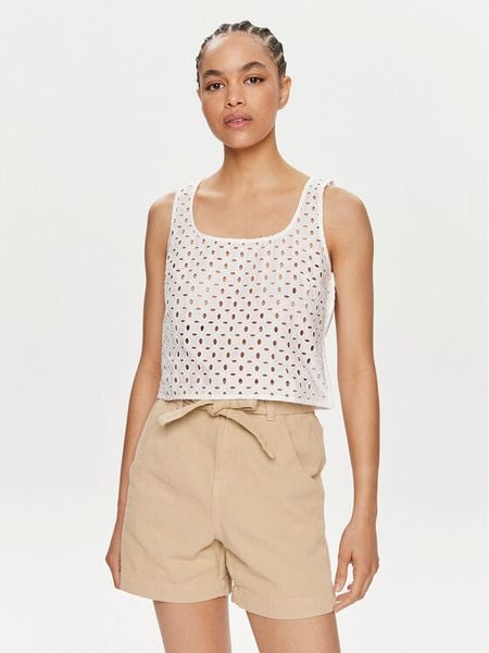 United Colors Of Benetton Top 58BHDH00L Biały Slim Fit. Białe topy United Colors of Benetton, l, bez wzorów, z bawełny, bez kołnierzyka, bez ramiączek. Za 99,99 zł.