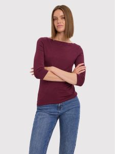 Vero Moda Bluzka Panda 10274133 Bordowy Regular Fit. Czerwone bluzki Vero Moda, xs, bez wzorów, z bawełny, bez kołnierzyka, bez ramiączek. Za 89,99 zł.