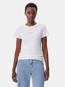 Calvin Klein Jeans T-Shirt Gradient Monologo J20J225252 Biały Slim Fit. Białe t-shirty Calvin Klein Jeans, s, bez wzorów, z bawełny, bez kołnierzyka, bez ramiączek. Za 69,99 zł.