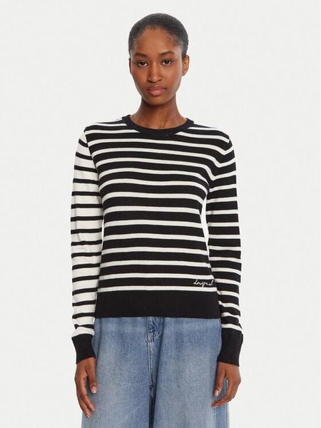 Desigual Sweter Bergen 25WWJF08 Czarny Regular Fit. Czarne swetry klasyczne Desigual, xl, z bawełny, bez kołnierzyka. Za 239,99 zł.