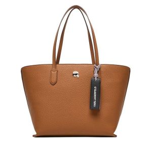Torebka KARL LAGERFELD. Brązowe shopper bag KARL LAGERFELD, bez wzorów, bez dodatków. Za 799,99 zł.