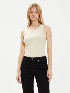 Calvin Klein Top K20K207190 Beżowy Slim Fit. Brązowe topy Calvin Klein, xxl, bez wzorów, bez kołnierzyka, bez ramiączek. Za 159,99 zł.