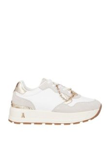 Patrizia Pepe Skórzane sneakersy w kolorze złoto-biało-kremowym rozmiar: 36. Białe trampki Patrizia Pepe, bez wzorów, bez zapięcia. Za 478,99 zł.