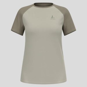 Koszulka do biegania damska Odlo X-Alp Trail T-Shirt Crew Neck S/S. Brązowe bluzki ODLO, s, bez wzorów, bez kołnierzyka, bez ramiączek. Za 266,99 zł.