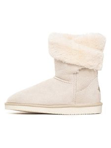 ISLAND BOOT Botki zimowe "Arine" w kolorze kremowym rozmiar: 40. Brązowe botki Island Boot, na zimę, bez wzorów, z materiału, bez obcasa, bez zapięcia. Za 130,99 zł.