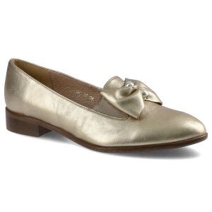 Złote Półbuty Gamis Damskie Eleganckie Obuwie. Żółte półbuty Gamis, z aplikacjami, ze skóry, bez obcasa, na płaskiej podeszwie, bez zapięcia. Za 199,00 zł.