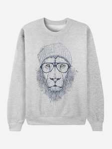 WOOOP Bluza "Cool Lion" w kolorze szarym rozmiar: L. Szare bluzy Wooop, l, bez wzorów, bez kaptura. Za 104,39 zł.