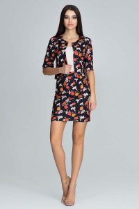 Elegancki Dwuczęściowy Komplet w Kwiaty - Wzór 82. Sukienki Figl, l, bez wzorów, z materiału, eleganckie, bez kołnierzyka, bez ramiączek. Za 319,00 zł.