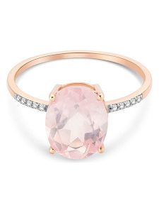 Diamant Exquis Złoty pierścionek z diamentami i różowym kwarcem rozmiar: 54. Czerwone pierścionki Diamant Exquis, z diamentem, złote. Za 1 087,99 zł.