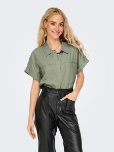 ONLY Bluzka w kolorze khaki rozmiar: S. Brązowe bluzki ONLY, s, bez wzorów, bez kołnierzyka, bez ramiączek. Za 70,24 zł.