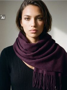 Szalik z frędzlami - fioletowy. Fioletowe szaliki Sinsay, bez wzorów. Za 15,99 zł.