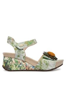 Laura Vita Sandały Barry 36 Zielony. Zielone sandały LAURA VITA, bez wzorów, ze skóry, bez obcasa, na koturnie, bez zapięcia. Za 439,99 zł.