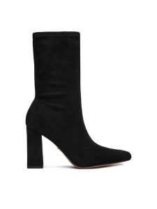 Nine West Botki CEO-AFRA-01 Czarny. Czarne botki Nine West, bez wzorów, z materiału, bez obcasa, na słupku, bez zapięcia. Za 289,99 zł.