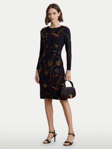 LAUREN RALPH LAUREN Sukienka codzienna 250957702 Granatowy Slim Fit. Niebieskie sukienki Lauren Ralph Lauren, na co dzień, bez wzorów, z syntetyku, bez kołnierzyka, bez ramiączek, proste. Za 579,99 zł.