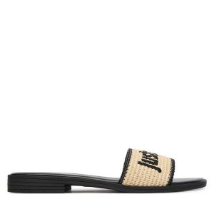 Klapki Just Cavalli. Brązowe klapki Just Cavalli, bez wzorów, bez obcasa. Za 288,99 zł.