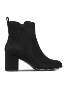 JENNY Botki CEO-CD24-242H-2 Czarny. Czarne botki Jenny, bez wzorów, z materiału, bez obcasa, na słupku, bez zapięcia. Za 139,99 zł.