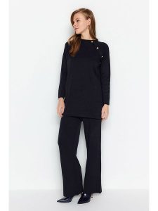 Trendyol 2-częściowy zestaw w kolorze czarnym rozmiar: M. Czarne swetry oversize Trendyol, m, bez wzorów, bez ramiączek. Za 142,95 zł.