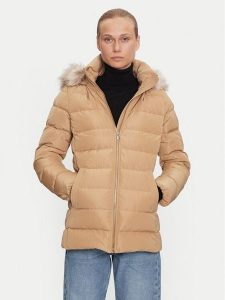 Tommy Hilfiger Kurtka puchowa WW0WW43600 Beżowy Regular Fit. Brązowe kurtki TOMMY HILFIGER, m, bez wzorów, z puchu, bez kaptura. Za 599,99 zł.