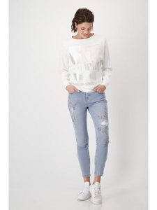 Monari Dżinsy - Skinny fit - w kolorze błękitnym rozmiar: 38. Niebieskie jeansy monari, bez wzorów. Za 197,63 zł.