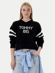 Tommy Jeans Sweter 85 Varsity DW0DW22033 Czarny Regular Fit. Czarne swetry klasyczne Tommy Jeans, xs, z jeansu, bez kołnierzyka. Za 489,99 zł.