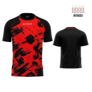 Koszulka Givova Art Sports Interlock Czerwono-Czarna 3XL. Czarne bluzki Givova, xl, bez wzorów, z poliesteru, sportowe, bez kołnierzyka, bez ramiączek. Za 136,99 zł.