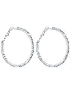 MENTHE À L'O Posrebrzane kolczyki-kreole z kryształami rozmiar: onesize. Szare kolczyki MENTHE À L'O, z kryształem, metalowe. Za 74,28 zł.