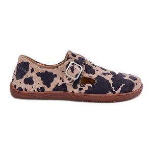 Zamszowe Półbuty Barefoot Damskie Z Klamrą Łaty Zazoo N1261 Brązowo-Beżowe brązowe. Brązowe półbuty na lato, bez wzorów, z zamszu, bez obcasa, bez zapięcia. Za 460,29 zł.