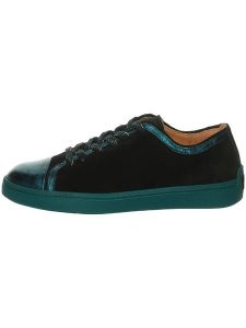 Think! Skórzane sneakersy w kolorze czarno-turkusowym rozmiar: 38. Czarne trampki Think, bez wzorów, bez zapięcia. Za 285,49 zł.