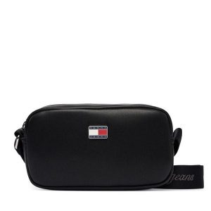 Torebka Tommy Jeans. Czarne listonoszki Tommy Jeans, bez wzorów, z jeansu, bez dodatków. Za 369,99 zł.