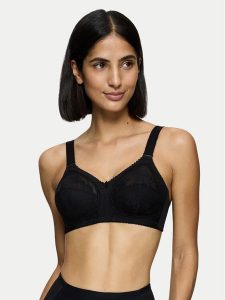 Triumph Biustonosz bezfiszbinowy Doreen 10166213 Czarny. Czarne biustonosze Triumph, bez wzorów, z syntetyku. Za 83,00 zł.