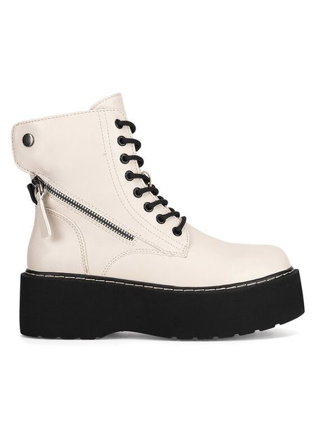 DeeZee Trzewiki WS101-03 Beżowy. Brązowe botki DeeZee, bez wzorów, z materiału, bez obcasa, na płaskiej podeszwie, bez zapięcia. Za 139,99 zł.