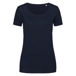 Koszulka Damska Finest Cotton T-shirt. Niebieskie t-shirty STEDMAN, bez wzorów, bez kołnierzyka, bez ramiączek. Za 34,99 zł.
