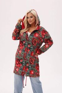 Bluza z kapturem Granada - print w owoce granatu i kwiaty piwonii PLUS SIZE XXL OVERSIZE JESIEŃ. Czerwone bluzy Moda Size Plus Iwanek, na jesień, plus size, z aplikacjami, z bawełny, z kapturem. Za 329,90 zł.