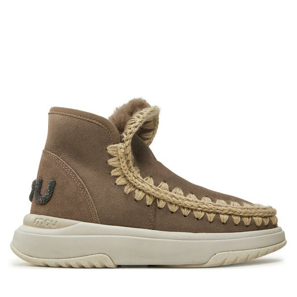 Śniegowce Mou. Brązowe buty zimowe Mou, bez obcasa, bez zapięcia. Za 899,99 zł.