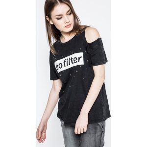 Tally Weijl - Top. Szare t-shirty marki TALLY WEIJL, z nadrukiem, z bawełny, z okrągłym kołnierzem, z krótkim rękawem. W wyprzedaży za 34,90 zł.
