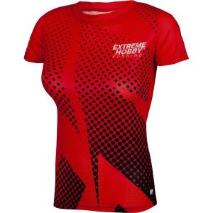 Koszulka do biegania damska z krótkim rękawem EXTREME HOBBY HALFTONE. Czerwone bluzki EXTREME HOBBY, xl, bez wzorów, z elastanu, sportowe, bez kołnierzyka, bez ramiączek. Za 139,00 zł.