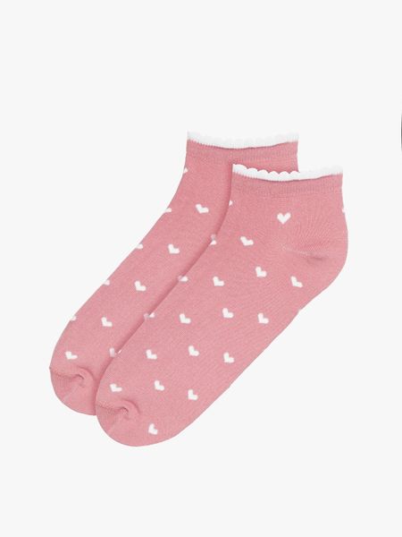 Różowe bawełniane skarpetki w serduszka. Czerwone skarpetki Ryłko, bez wzorów, z bawełny. W wyprzedaży za 14,99 zł.