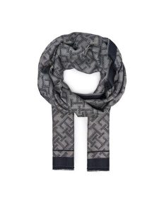 Tommy Hilfiger Szal Th Monologo AW0AW19115 Granatowy. Niebieskie rękawiczki TOMMY HILFIGER, bez wzorów. Za 289,99 zł.