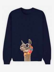 WOOOP Bluza "Lama" w kolorze granatowym rozmiar: XXL. Niebieskie bluzy Wooop, xxl, bez wzorów, z bawełny, bez kaptura. Za 100,99 zł.