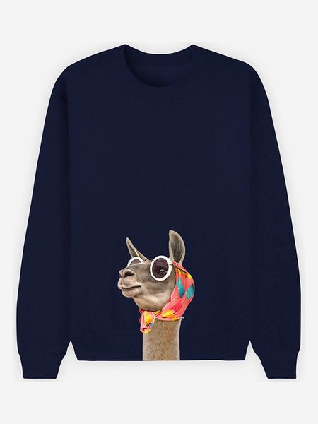 WOOOP Bluza "Lama" w kolorze granatowym rozmiar: XXL. Niebieskie bluzy Wooop, xxl, bez wzorów, z bawełny, bez kaptura. Za 106,95 zł.