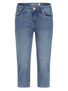 Sublevel Rybaczki dżinsowe w kolorze niebieskim rozmiar: S. Niebieskie spodnie z wysokim stanem Sublevel, z aplikacjami, ze skóry, z podwyższonym stanem. Za 82,99 zł.